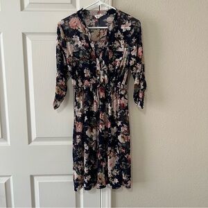 Siren Lily Maternity Sheer Navy Floral Dress Size Medium